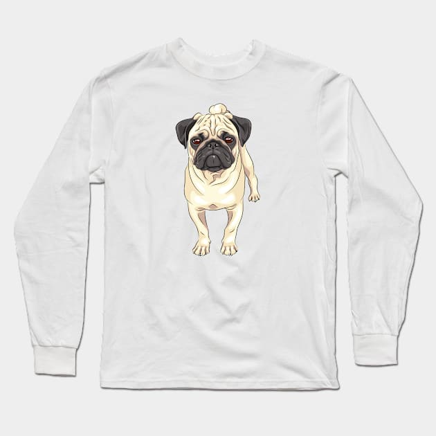 Fawn pug Dog Long Sleeve T-Shirt by kavalenkava